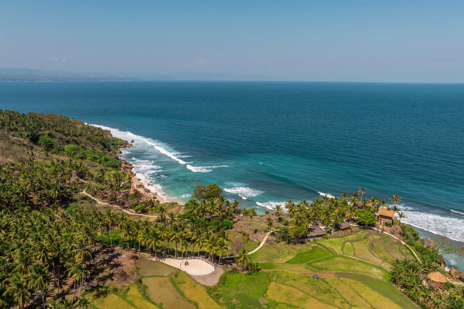 Aerial coastal view on the journey to Nihioka Spa Safari